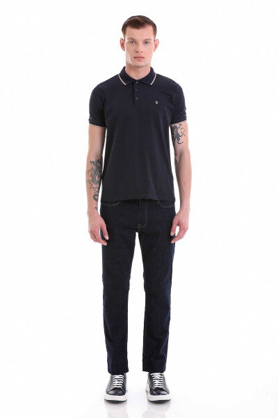 Lacivert Regular Fit 100% Pamuklu Polo Yaka Tişört - 2