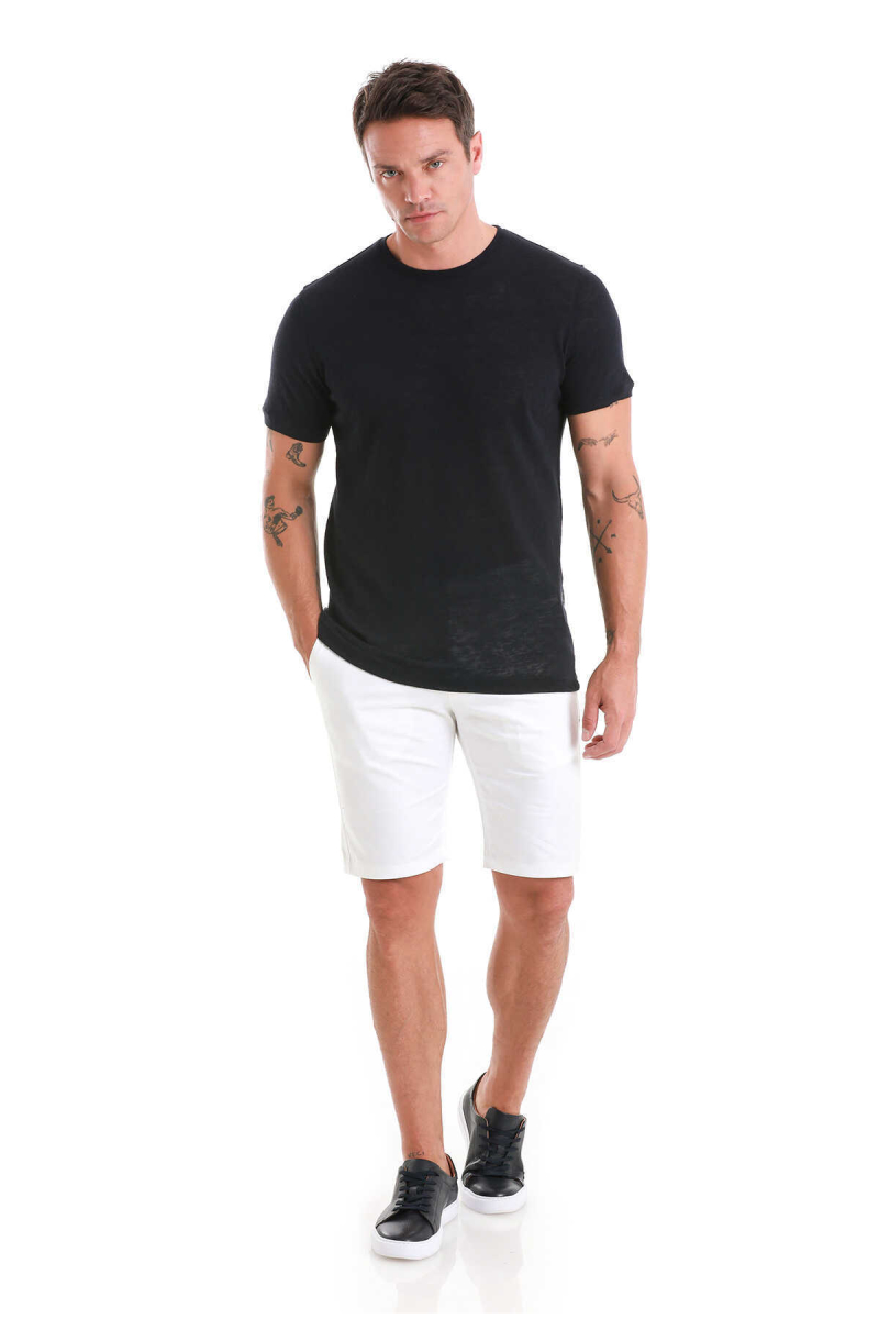 Lacivert Regular Fit Bisiklet Yaka Pamuklu Tişört - Hatem Saykı (1)