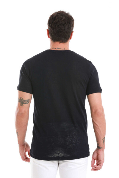 Lacivert Regular Fit Bisiklet Yaka Pamuklu Tişört - 6