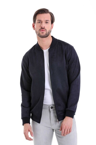 Lacivert Regular Fit Bomber Yaka Mevsimlik Mont - 8