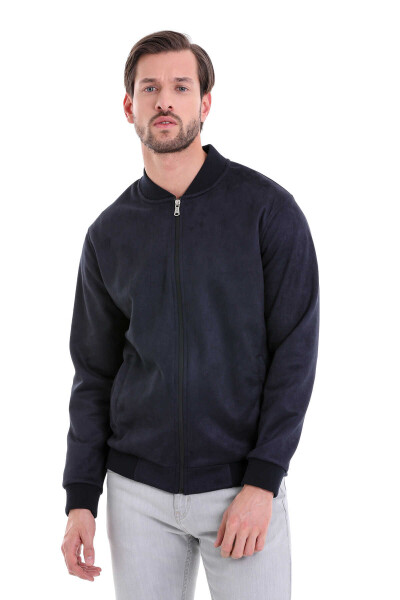 Lacivert Regular Fit Bomber Yaka Mevsimlik Mont 