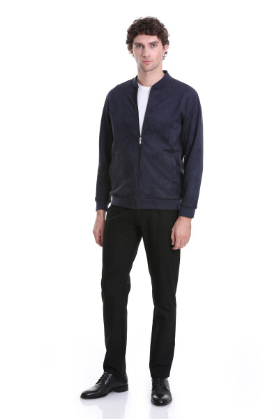 Lacivert Regular Fit Bomber Yaka Mevsimlik Mont - 2