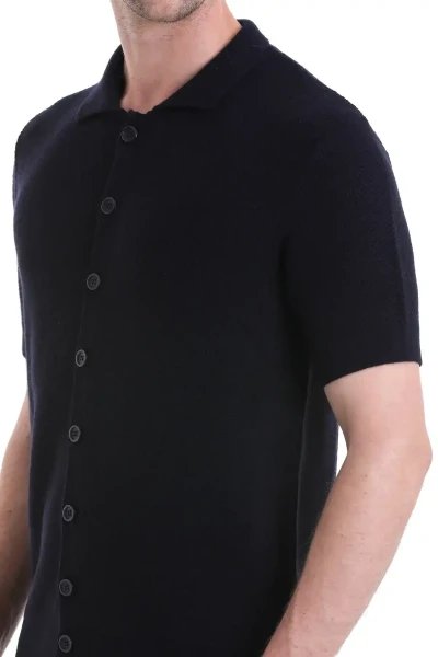 Lacivert Regular Fit Düğmeli Kısa Kollu Triko Hırka - 5