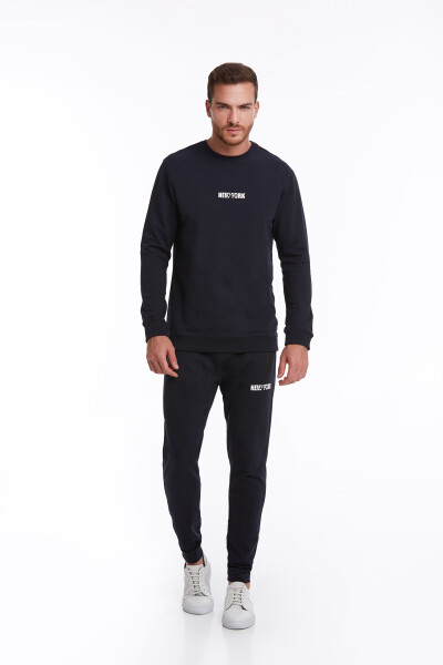 Lacivert Regular Fit Pamuklu Bisiklet Yaka Sweatshirt - 5
