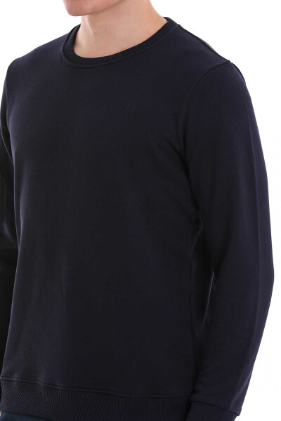 Lacivert Regular Fit Düz Pamuklu Bisiklet Yaka Sweatshirt - 11