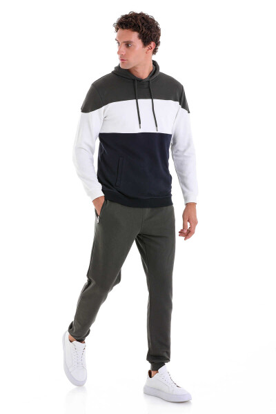 Lacivert Regular Fit Pamuklu Kapüşonlu Kanguru Cepli Sweatshirt - 2