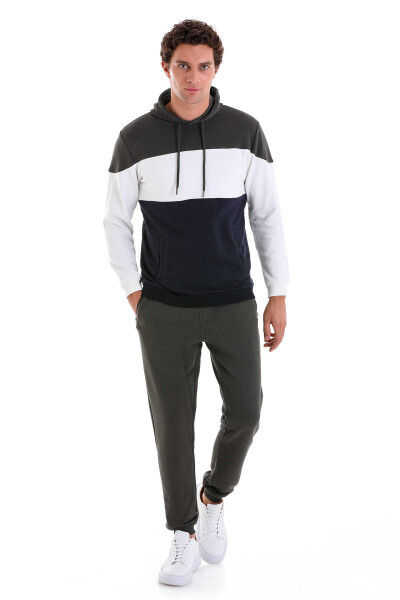 Lacivert Regular Fit Pamuklu Kapüşonlu Kanguru Cepli Sweatshirt - 3
