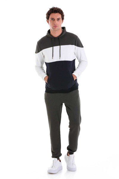 Lacivert Regular Fit Pamuklu Kapüşonlu Kanguru Cepli Sweatshirt - 4
