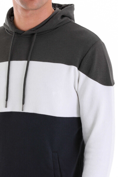 Lacivert Regular Fit Pamuklu Kapüşonlu Kanguru Cepli Sweatshirt - 5