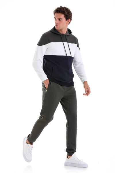 Lacivert Regular Fit Pamuklu Kapüşonlu Kanguru Cepli Sweatshirt - 7