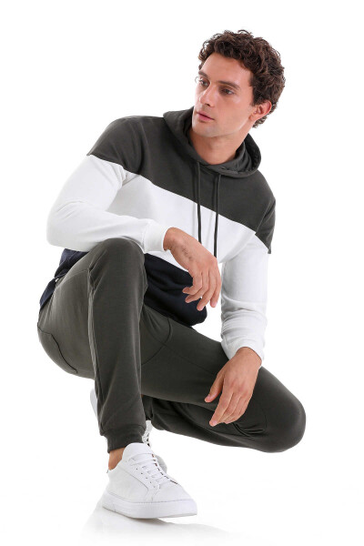 Lacivert Regular Fit Pamuklu Kapüşonlu Kanguru Cepli Sweatshirt - 8