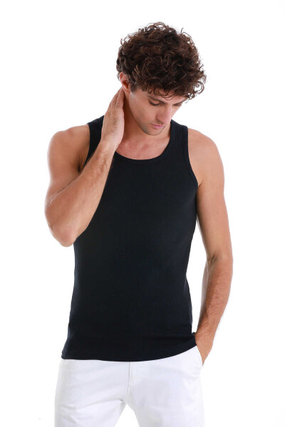 Lacivert Regular Fit Pamuklu Örme Atlet - 3