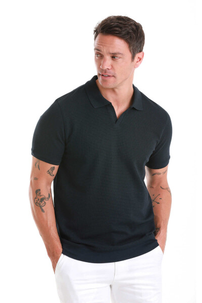Lacivert Regular Fit Polo Yaka Pamuklu Tişört - 3