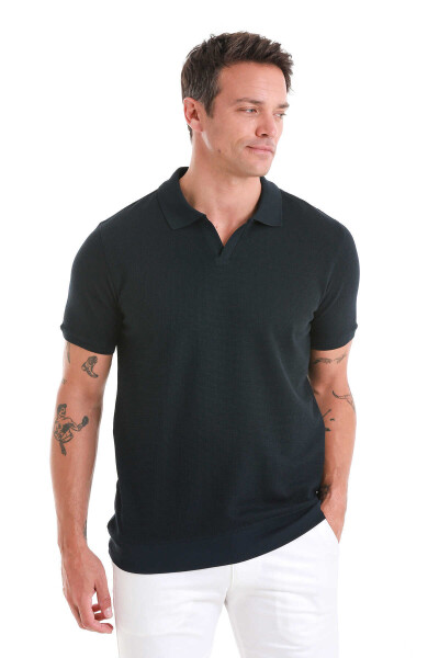 Lacivert Regular Fit Polo Yaka Pamuklu Tişört - 4