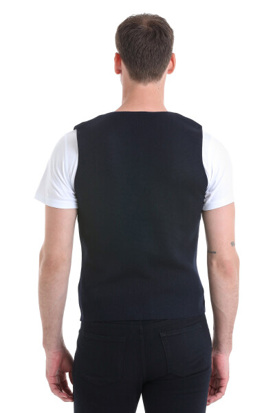 Lacivert Regular Fit V Yaka Triko Yelek - 6