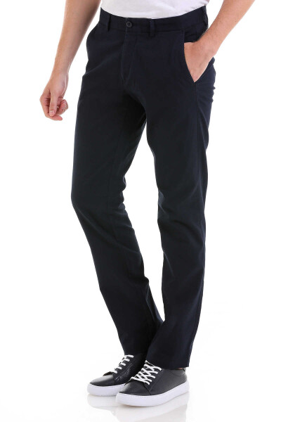 Lacivert Regular Fit Yandan Cep Kanvas Pantolon - 3