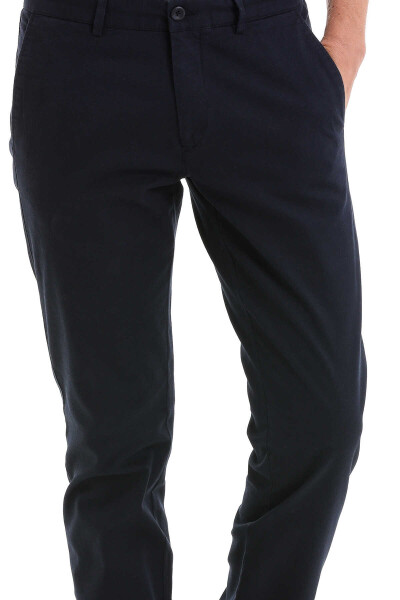 Lacivert Regular Fit Yandan Cep Kanvas Pantolon - 4