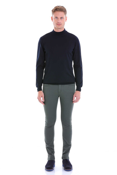 Lacivert Comfort Fit Yarım Balıkçı Yaka Yünlü Kazak - 4