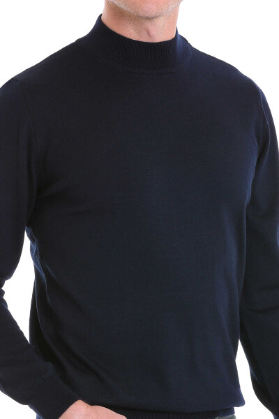 Lacivert Comfort Fit Yarım Balıkçı Yaka Yünlü Kazak - 5