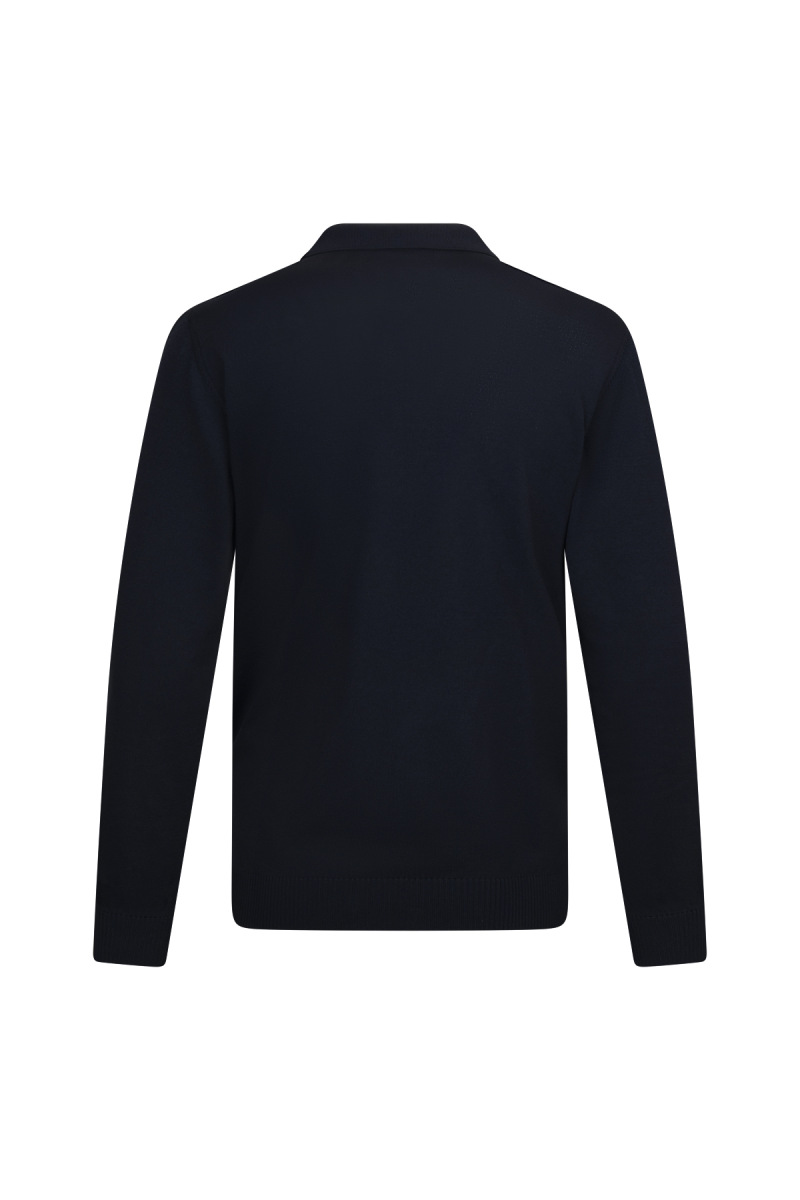 Lacivert Regular Fit Fermuarlı Polo Yaka Rayon Triko Kazak - Hatem Saykı (1)