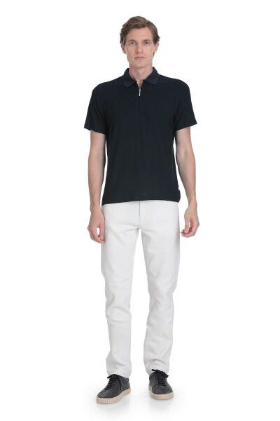 Lacivert Regular Fit Fermuarlı Polo Yaka Tişört - 2