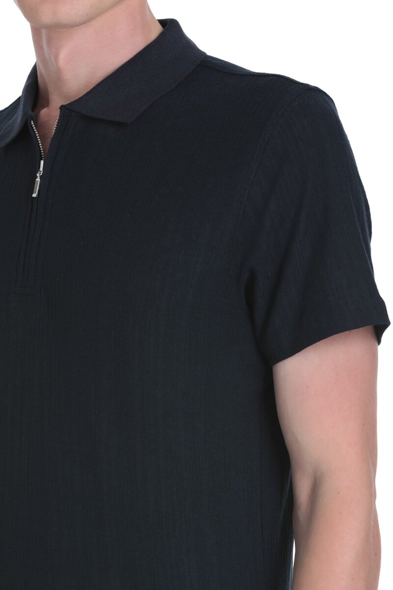 Lacivert Regular Fit Fermuarlı Polo Yaka Tişört - Saykı (1)