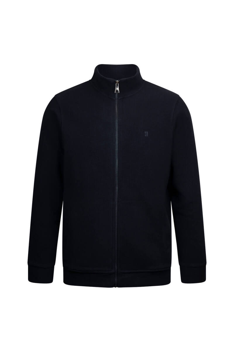 Lacivert Regular Fit Fermuarlı Yarım Balıkçı Yaka 100% Pamuk Triko Hırka - HTML