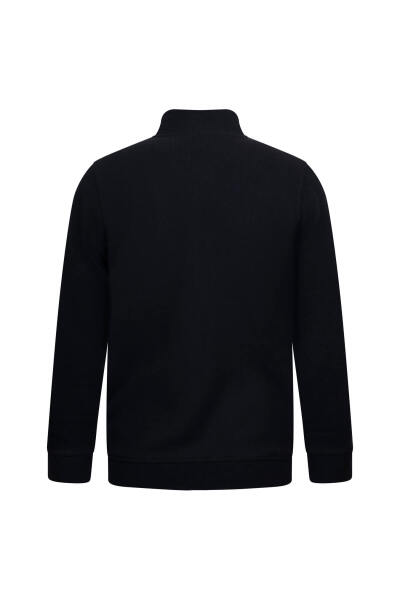 Lacivert Regular Fit Fermuarlı Yarım Balıkçı Yaka 100% Pamuk Triko Hırka - 2