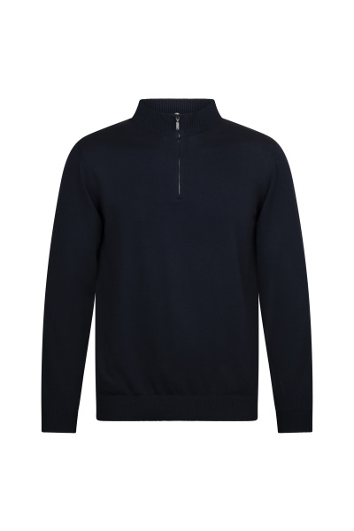 Lacivert Regular Fit Fermuarlı Yarım Balıkçı Yaka Rayon Kazak - 1