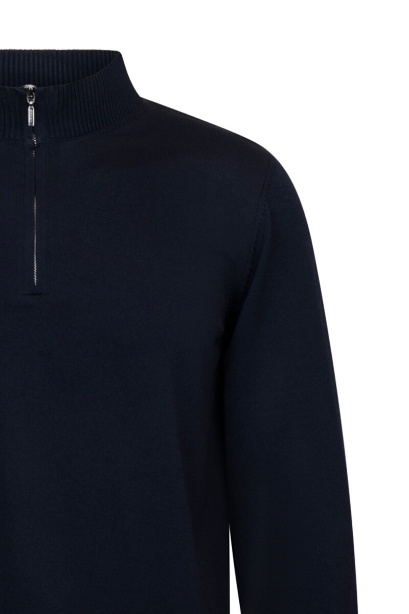 Lacivert Regular Fit Fermuarlı Yarım Balıkçı Yaka Rayon Kazak - Hatem Saykı (1)