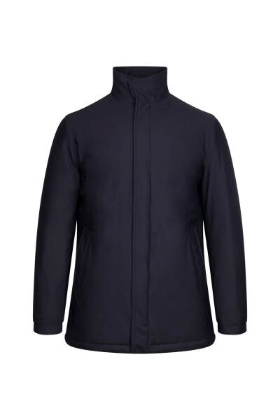 Lacivert Regular Fit Hakim Yaka Kaban - 1