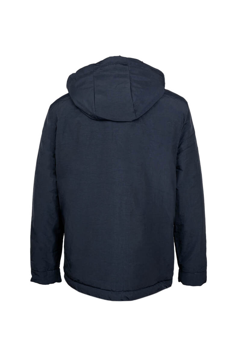 Lacivert Regular Fit Hakim Yaka Kapüşonlu Kaban - Hatem Saykı (1)