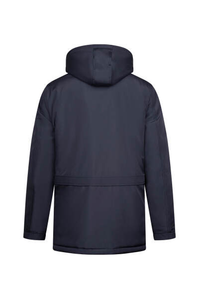 Lacivert Regular Fit Hakim Yaka Kapüşonlu Kaban - 9