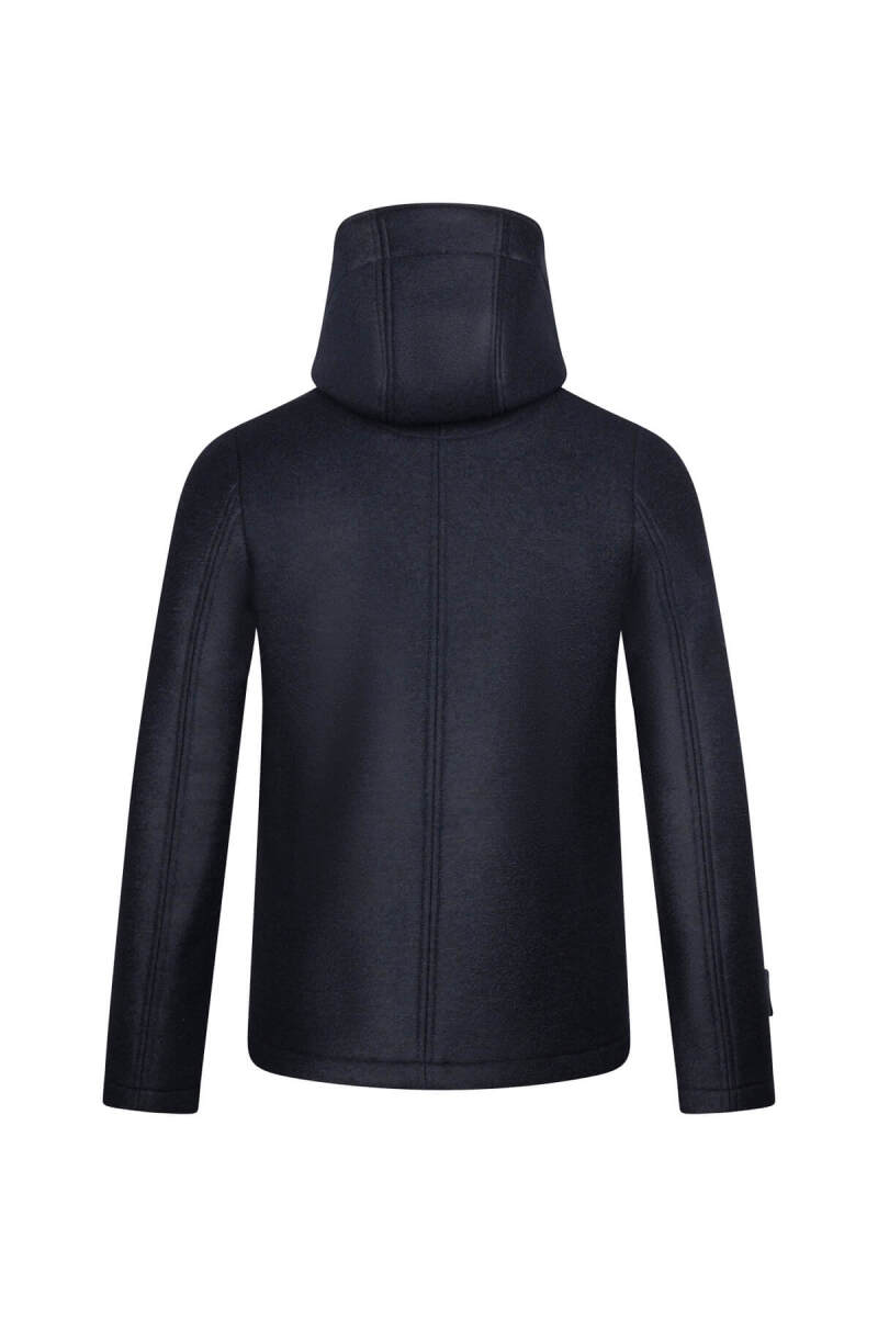 Lacivert Regular Fit Hakim Yaka Kapüşonlu Yünlü Kaşe Mont - Hatem Saykı (1)