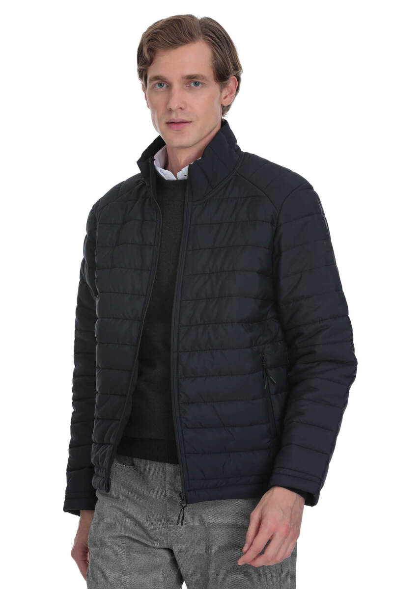 Lacivert Regular Fit Hakim Yaka Şişme Mont - HTML (1)