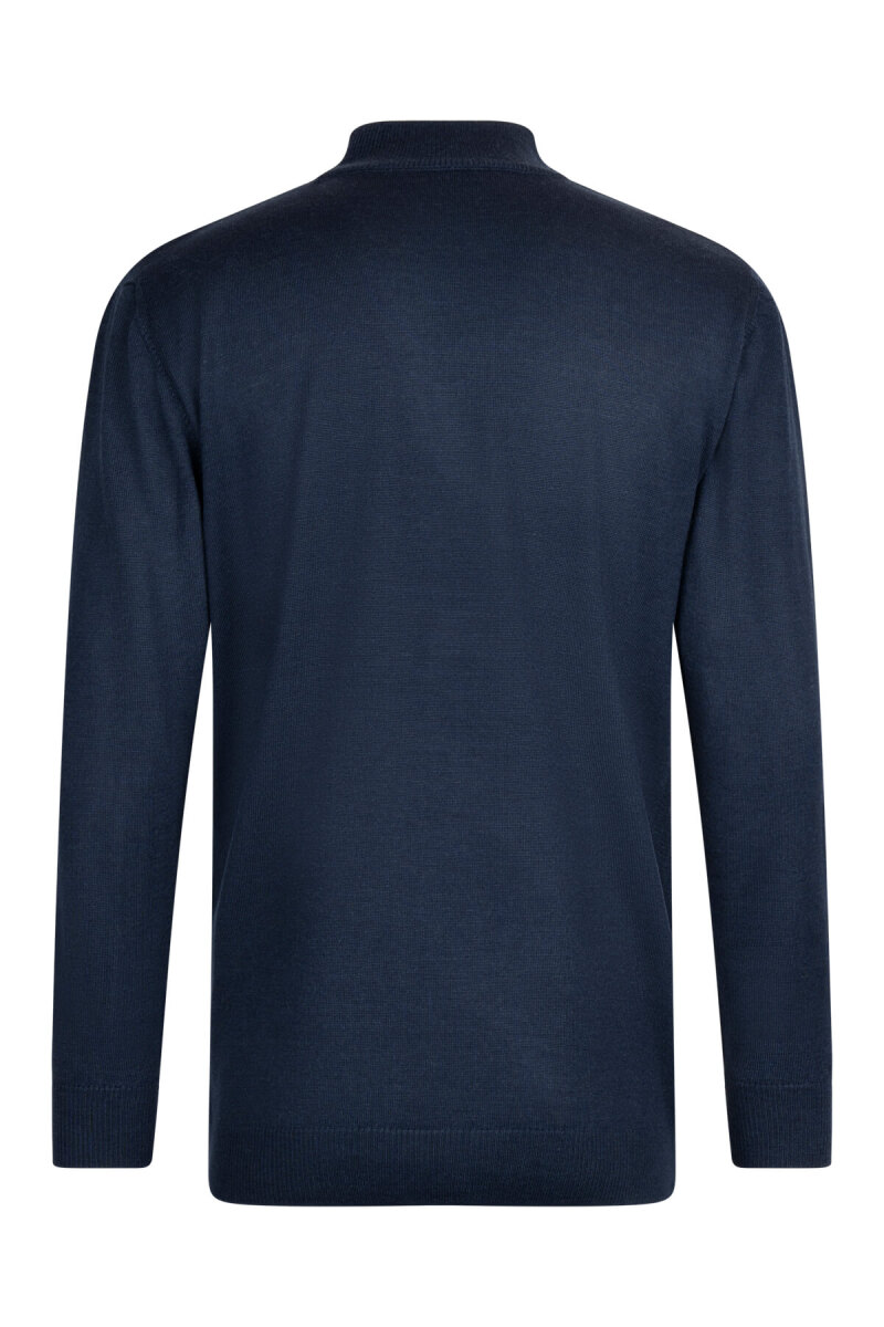 Lacivert Regular Fit Jakarlı Yarım Balıkçı Yaka Yünlü Kazak - Hatemoğlu (1)