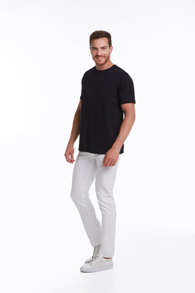 Lacivert Slim Fit 100% Pamuk Bisiklet Yaka Tişört - 4