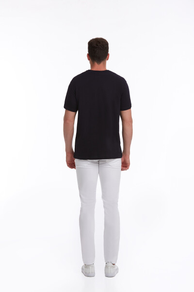 Lacivert Slim Fit 100% Pamuk Bisiklet Yaka Tişört - 6