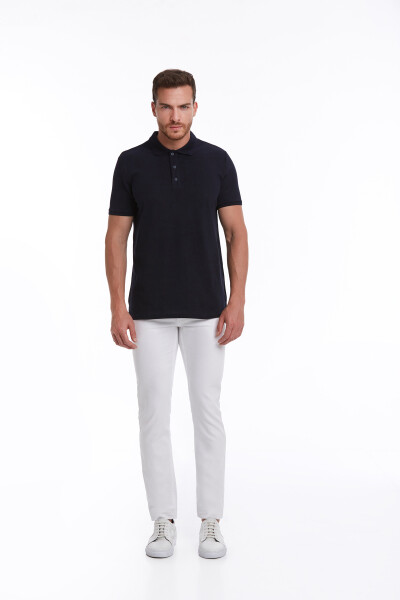 Lacivert Regular Fit 100% Pamuk Polo Yaka Tişört - 4