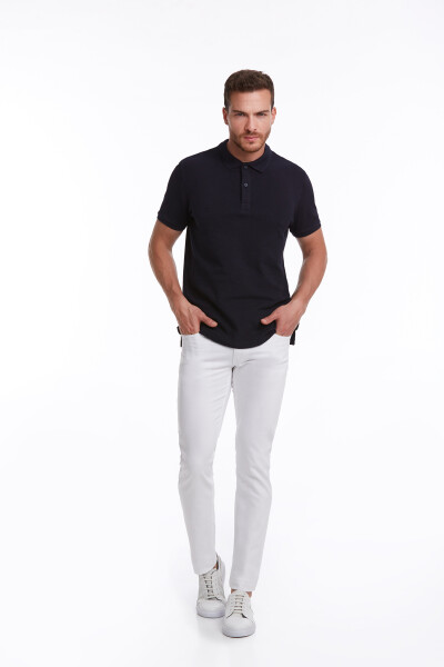 Lacivert Regular Fit Petek Pamuklu Polo Yaka Tişört - 4