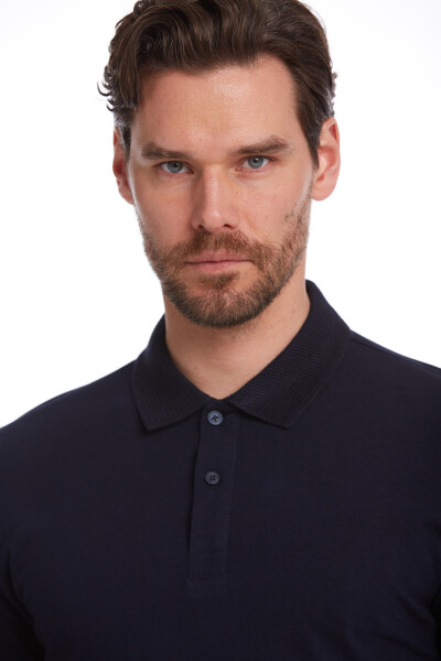 Lacivert Regular Fit 100% Pamuk Polo Yaka Tişört - 5