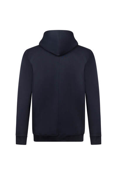 Lacivert Regular Fit Pamuklu Tam Fermuarlı Kapüşonlu Sweatshirt - 2