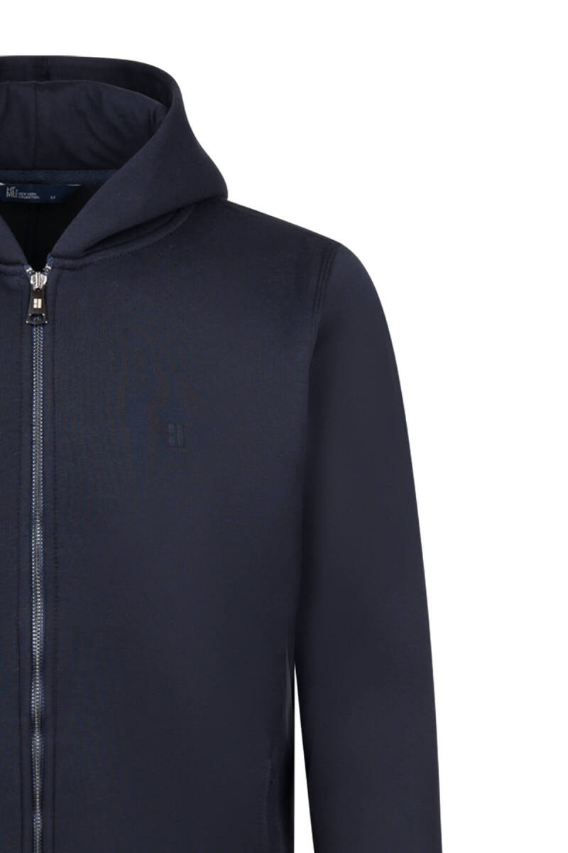 Lacivert Regular Fit Pamuklu Tam Fermuarlı Kapüşonlu Sweatshirt - HTML (1)