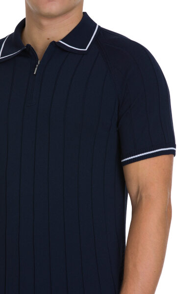 Lacivert Regular Fit Polo Yaka Rayon Tişört - 4
