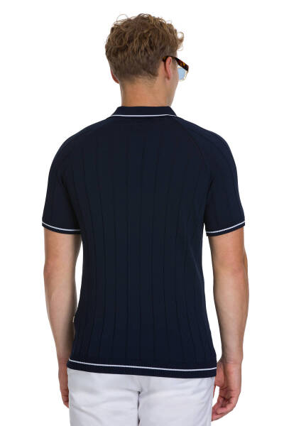 Lacivert Regular Fit Polo Yaka Rayon Tişört - 5