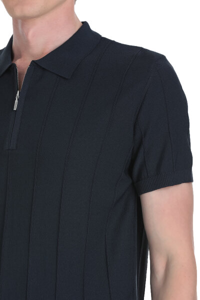 Lacivert Regular Fit Polo Yaka Rayon Tişört - 4