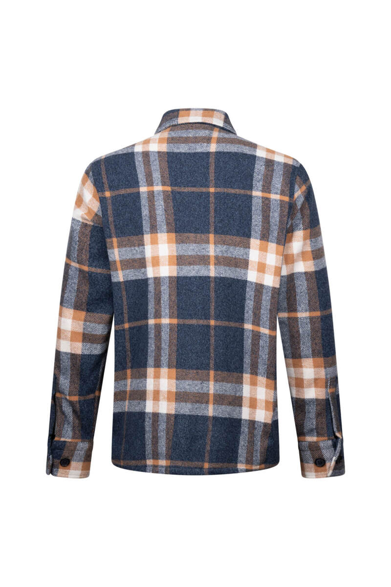 Lacivert Regular Fit Shacket Uzun Kol Pamuklu Kareli Gömlek - Hatemoğlu (1)