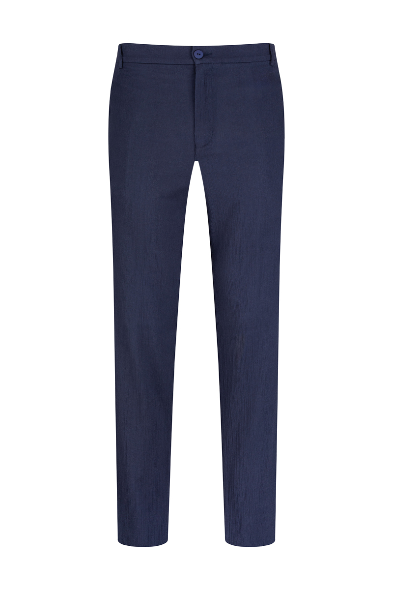 Lacivert Regular Fit Yandan Cepli 100% Pamuk Jogger Pantolon - Saykı