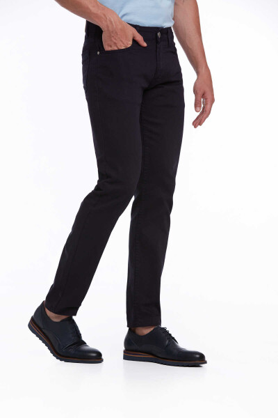 Lacivert Regular Fit Pamuklu 5 Cep Kot Pantolon - 3