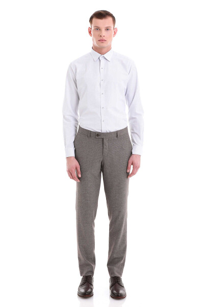 Beyaz Slim Fit Baskılı Pamuklu Slim Yaka Uzun Kollu Klasik Gömlek - 2